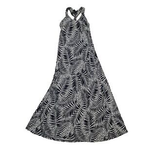 Cynthia Rowley Maxi Dress Women Small Navy‎ White Fern Racer Back Halter Neck